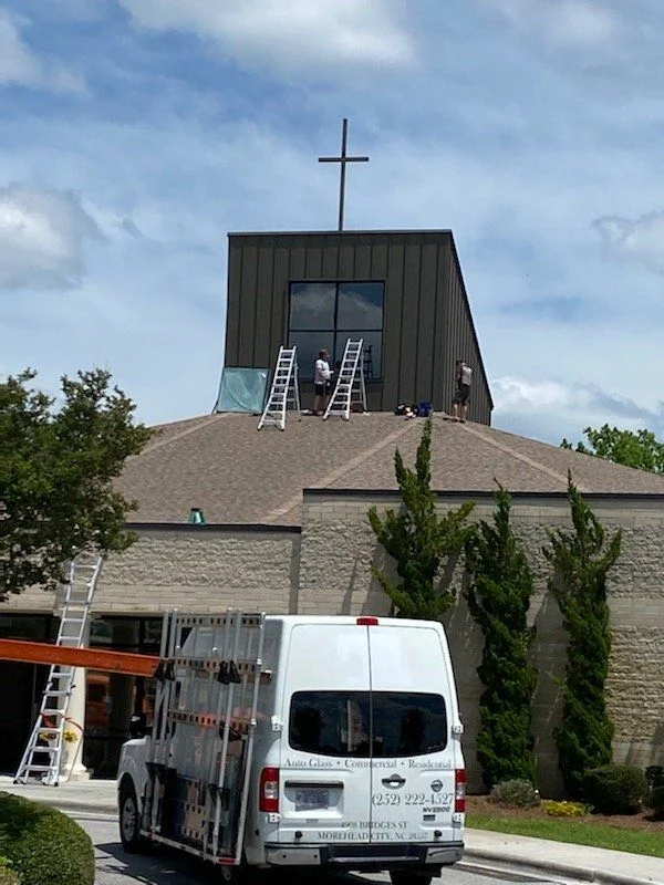 Custom glass project in Morehead City